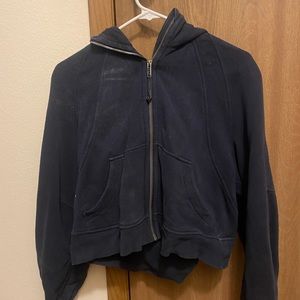 Lululemon navy blue cropped full zip scuba hoodie